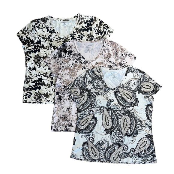 Lot of 3 CROFT & BARROW Classic Tees V-Neck Paisley Prints Short Sleeve Size XL - Picture 1 of 15